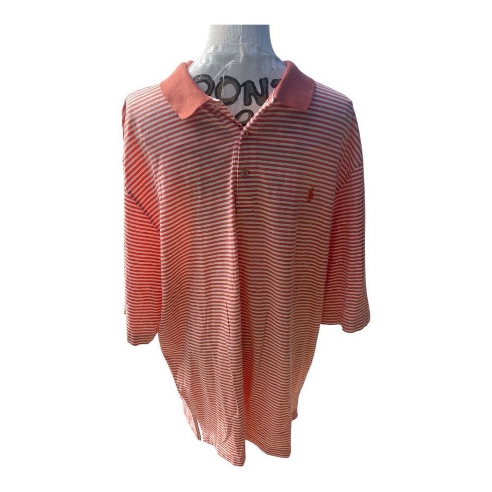 Men’s Ralph Lauren Golf Orange Striped Polo Shirt Size XL